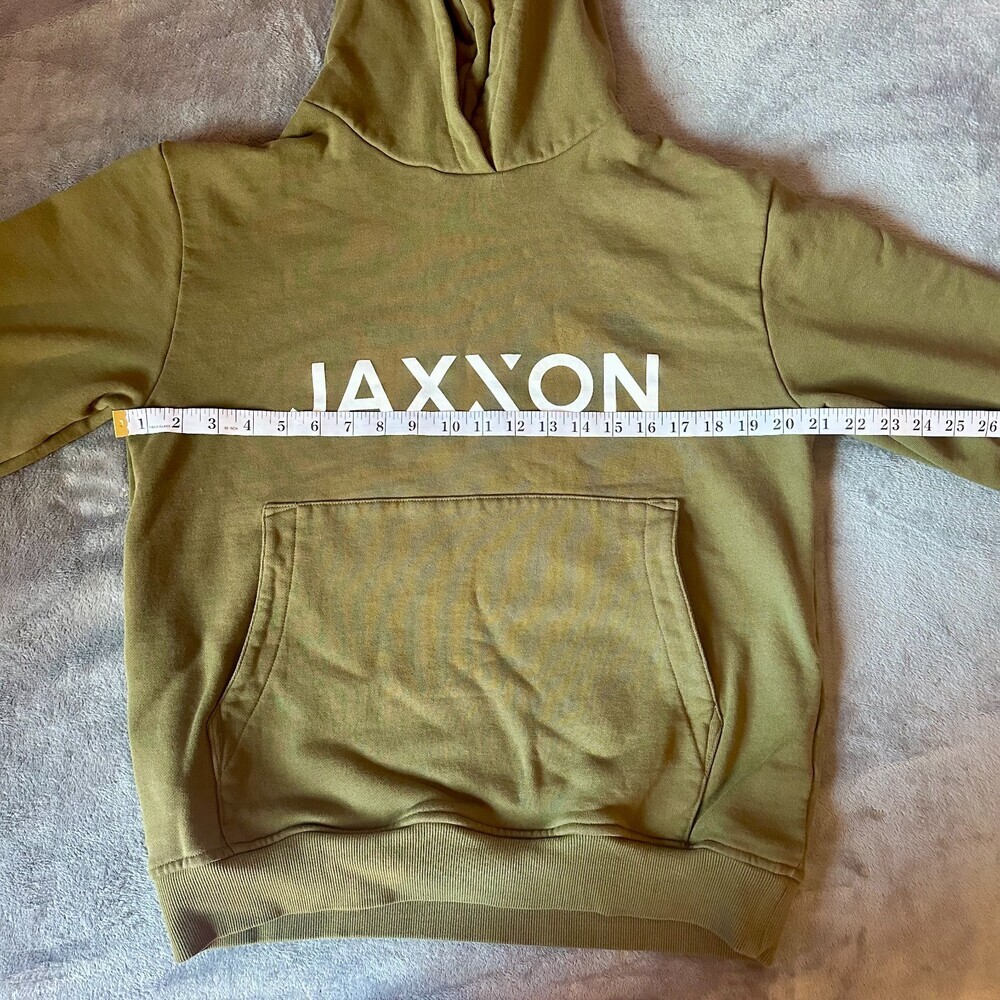 Men's Logo Jaxxon Cotton Heavyweight Hoodie Sweatshirt Olive Green Sz Medium - Picture 4 of 6